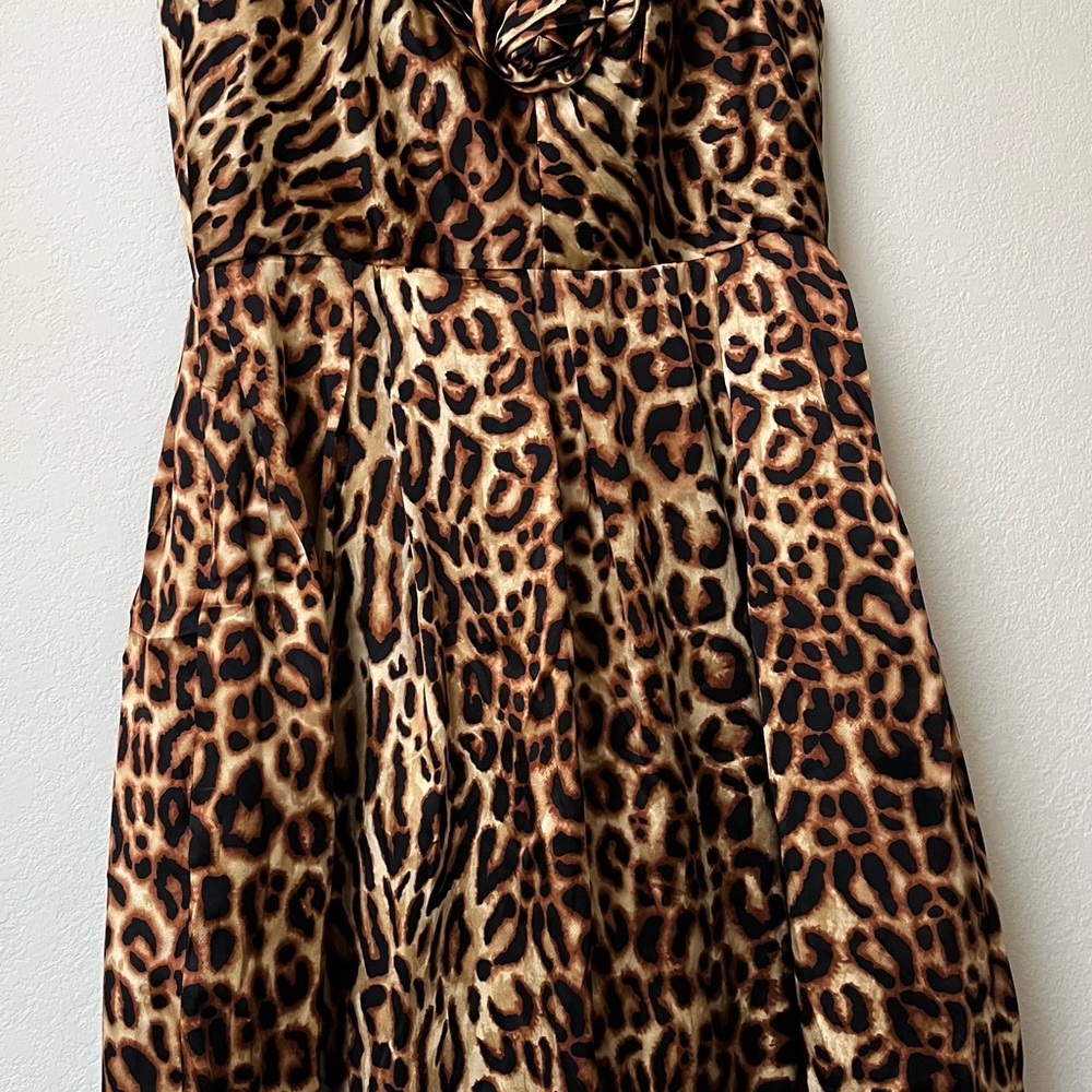 NWT Women’s A.B.S Collection Chic Animal Print Strapless Evening Silk Dress